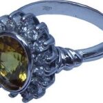 Ceylon Yellow Sapphire and Diamond Cluster Ring