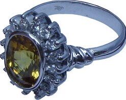 Ceylon Yellow Sapphire and Diamond Cluster Ring