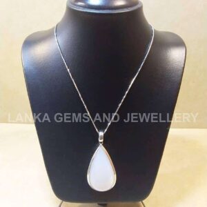 Moonstone Pendant with Chain set in Sterling Silver