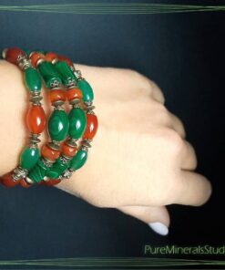Alternative view of Bracelet made of Chrysoprase, Carnelian and Malachite