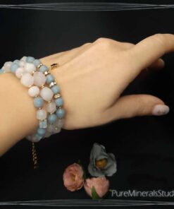 Bracelet made of Angelite and Rose Quartz