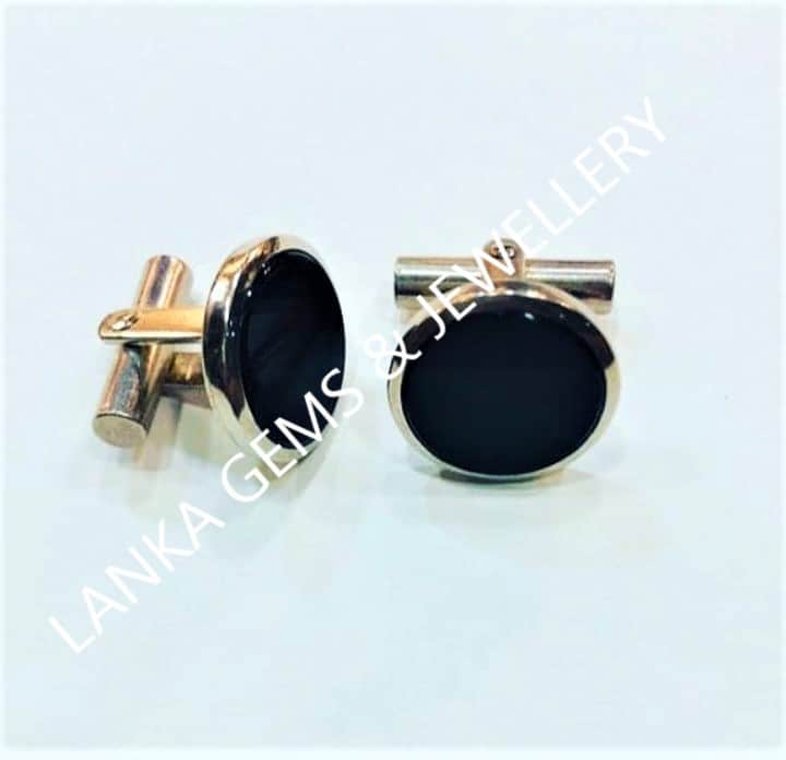 Pair of Cufflinks with Black Onyx set in Sterling Silver
