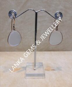 Pair of Ear-rings with Moonstone set in 14k Yellow Gold