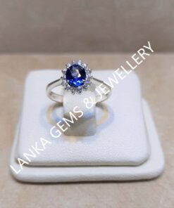 Ring with Blue Sapphire and White Sapphire set in Sterling Silver