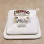 Half Eternity Ring with Mixed Sapphires set in Sterling Silver
