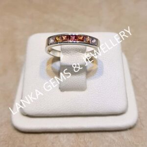 Half Eternity Ring with Mixed Sapphires set in Sterling Silver