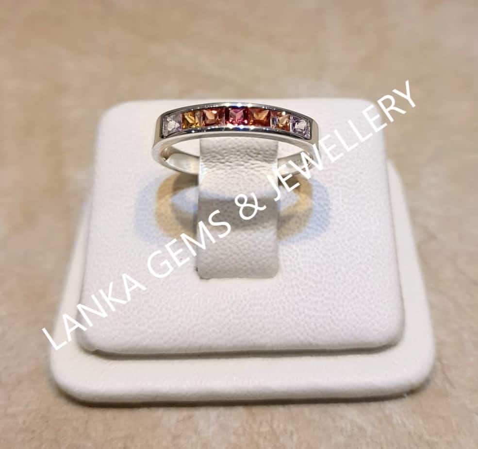 Half Eternity Ring with Mixed Sapphires set in Sterling Silver