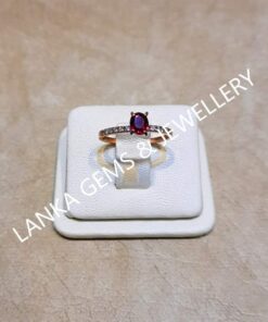 Alternative view of Ring with Ruby Gemstone and Diamonds set in 14k Rose/Red Gold