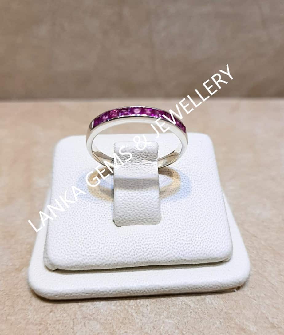 Half Eternity Ring with Pink Sapphires set in Sterling Silver