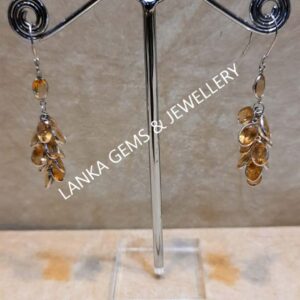 Pair of Ear-rings with Citrine set in 14k White Gold