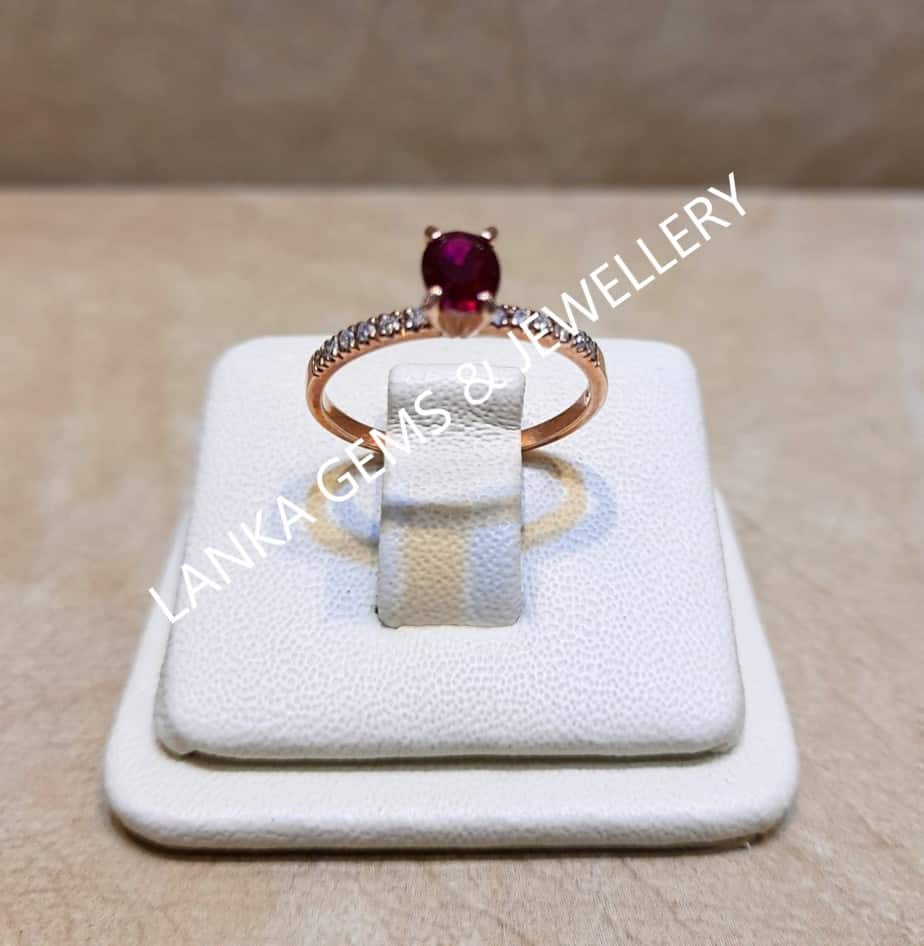 Ring with Ruby Gemstone and Diamonds set in 14k Rose/Red Gold