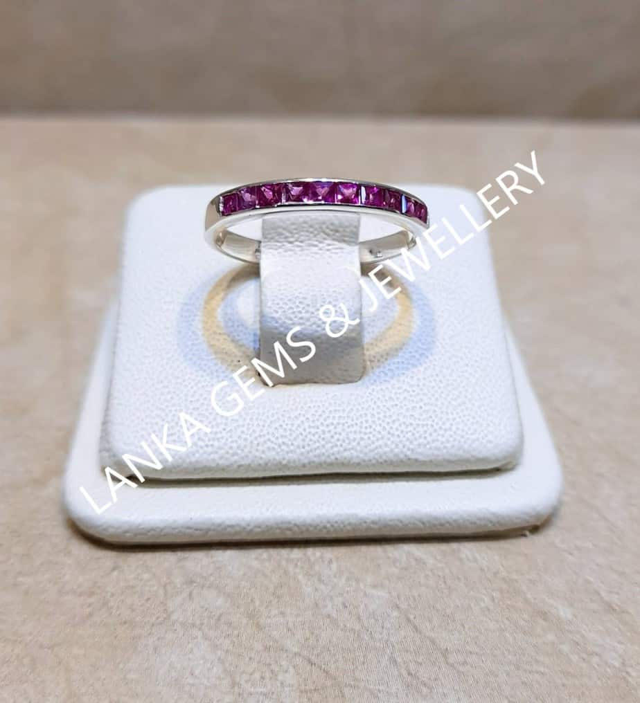 Half Eternity Ring with Pink Sapphires set in Sterling Silver - Image 2