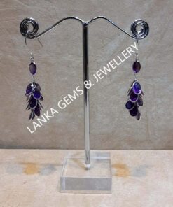 Pair of Ear-rings with Amethyst set in 14k White Gold