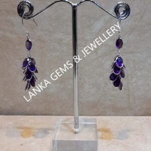 Pair of Ear-rings with Amethyst set in 14k White Gold