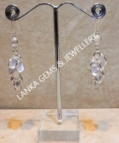 Pair of Ear-rings with Moonstone set in Sterling Silver