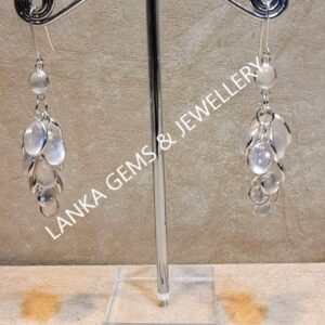Pair of Ear-rings with Moonstone set in Sterling Silver