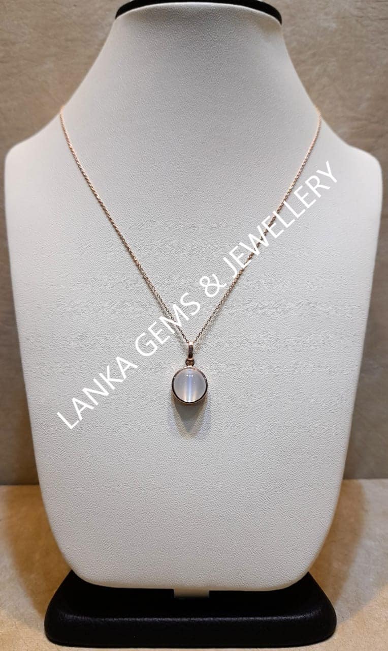 Pendant with Cat's Eye Moonstone set in 9k Rose Gold - Image 2