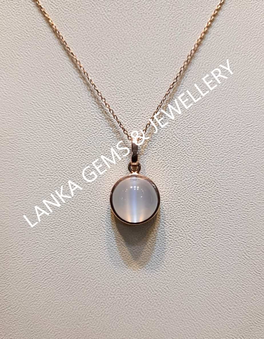 Pendant with Cat's Eye Moonstone set in 9k Rose Gold