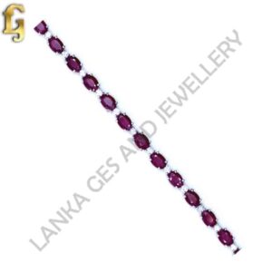 Bracelet with Ruby & Diamonds set in 9k White Gold